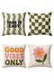 Good Vibes Only Patterned 4-Piece Throw Pillow Cover Set - 3