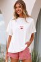 Women's Oversize T-Shirt Spicy Lips Printed White – Crew Neck, Comfortable Fit, 100% Cotton - 4