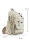 Small Size 32 cm Lightweight Waterproof Parachute Fabric Multi-Compartment Daily Women's Backpack Cream 8317A - 2