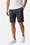 Navy Blue Slim Fit Lycra Striped Textured Elastic Waist Drawstring Men's Shorts Capri 2601743 - 4
