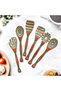 YHKEMA 6-Piece Orange Wooden Cooking Utensils Set – Heat-Resistant Pakkawood for Non-Stick Cookware