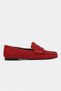 Misty Red Suede Genuine Leather Women's Loafer Shoes - 5