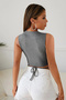 Women's Gray Cross Tie Crop Top Bustier - 5