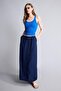A-Line Regular Waist Wrinkled Textured Viscose Midi Navy Blue Skirt I1654Ax26Sm
