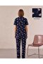 Navy Blue Large Heart Patterned Pajama Set - 3