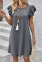 Women's Short Sleeve Crew Neck Ruffle Short Wrap Dress - 2