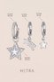 Silver Colored Zircon Stone Shooting Star Figured 3-Piece Hoop Earring Set - 4