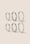 Silver Color Steel 10-12-14 mm 6-Piece Hoop Earrings 2 mm