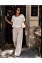 Women's Brode Embroidered Gipe Detailed Carmen Collar Loose Gathered Sleeve Summer Blouse