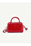 Patterned Red Patent Leather Shk184 Faux Leather, Single Compartment with Zipper, Strap, Hand, Arm and Shoulder Bag