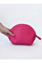 Half Moon Shaped Leather Handbag - Zippered Cosmetic Organizer
