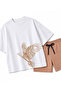 Boy's Oversize T-Shirt Bottom 2 Thread Shorts Premium Quality Belya Kids Eagle Design Bottom Top Set - 3