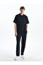 Navy Blue Regular Fit Short Sleeve Dobby Men's Textured Shirt - 5