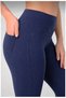 Women's Navy Blue High Waist Pocket Detailed Gathering Diving Fabric Leggings – Sporty & Casual Chic