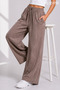 Women's Linen Blend Denim Patterned Wide Leg Summer Trousers