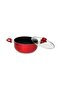 Ceramic Nonstick Cookware Set 11 PCS - Pots and Pans With Glass Lids Nylon Tools Red - 2