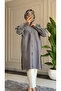 6544 - Comfortable and Stylish Buttoned Pocket Sleeve Pocket Embroidery Detailed Soft Modal Fabric Long Women's Tunic - 4