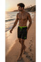 Men's Quick-Drying Swim Shorts with Pockets, Elastic Mesh Lining, and Lace-Up Fastening, Black Swim Shorts