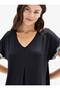 Women's Short Sleeve V-Neck Black Micro Modal Nightgown C4T0N025 - 4