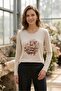 Women's Plus Size Lycra Crew Neck Floral Printed Long Sleeve Mom T-Shirt Combed Cotton Blouse - 4