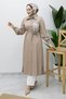 Tunic with Belted Waist and Embellishments Tsd260240 Mink - 3