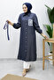 Workmanship Detailed Belted Waist Tunic Tsd260240 Dark Blue - 5