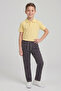 Boy's Light Yellow Short Sleeve Polo Collar T-Shirt Smoked Ribbed Waist Canvas School Pants Bottom - Top Set School Outfit