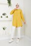 Women's Long Basic Mustard Polo Collar Hijab Shirt Dress - 3