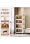 4 Layers Folding Storage Bins Organizer, Collapsible Storage Box with Wheels and Door - 2