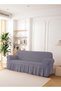 Stretch Fit 3D Bubble Sofa Cover, Soft Slipcover Fabric - Great for Furniture Protection - 3 Seater (200-270 cm) - Grey Color - 2