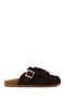 Women's Brown Tasseled Suede Leather Slippers 26Pfd220410