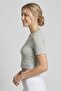 Women Slim Fit Short Sleeve Training Crop T-Shirt, Grey - 3