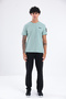 Waffle Knit Textured Crew Neck Men's Sports T-Shirt with Chest Logo and Mini Pocket Detail on the Sleeve