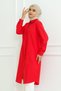 Women's Premium Extra Long Daily Red Polo Collar Hijab Shirt Dress - 4