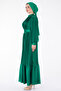 Straight Collar Women's Emerald Pleated Evening Dress - 25458 - 4