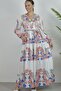 Msn Tie Detailed Floral V-Neck Maxi Dress - 3