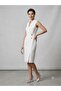 Velana Blazer Collar Accessory Buckle Slit Sleeveless Dress 8713 - 4