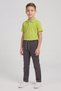 Boy's Pistachio Green Short Sleeve Polo Collar T-Shirt Smoked Ribbed Waist Canvas School Pants Bottom Top Set School Outfit