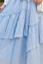 Elastic Waist Linen Look Voile Layered Skirt - Baby Blue - 5