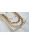 Kol342 Double Color Gold+Silver Snake Necklace - 2