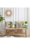 Double-Sided Suede Tropical Summer Themed Set of 4 Throw Pillow Covers - Sculptural, Orange, and Palm Tree Patterned Colorful Pillowcases - 2