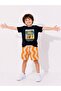 Boys' Summer Vibes Printed Black T-Shirt and Summer Shorts Set - 2