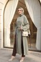 Hakim Collar Deep Slit Belted Long Modal Tunic - Green - 4