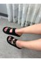 Women's eleni black suede double buckle comfort sole slippers - 3