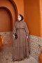 Brown Dress with Sleeves and Waist Tie