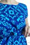 Cobalt Blue Turquoise Ethnic Patterned Waist Tie Midi Dress Belted Cotton Viscose Low Sleeve - 8