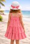 Girl's Ruffle Detailed Strappy Summer Dress Set I Hat Included Dress I Suitable for Daily and Holiday Use Dress Set I Wrinkled Fabric - 5
