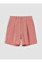 Pink Pleated Linen Blend Women's Shorts - 5