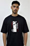 تي شيرت أسود كبير الحجم مطبوع بتصميم ناروتو أوزوماكي
