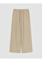 Green Wide Leg Women's Trousers with Elastic Waist